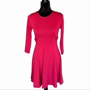 Shein Red Open Back Eyelash Lace 3/4 Sleeve Dress